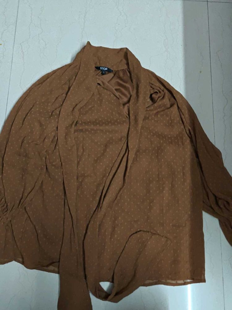Brown Top With Bow