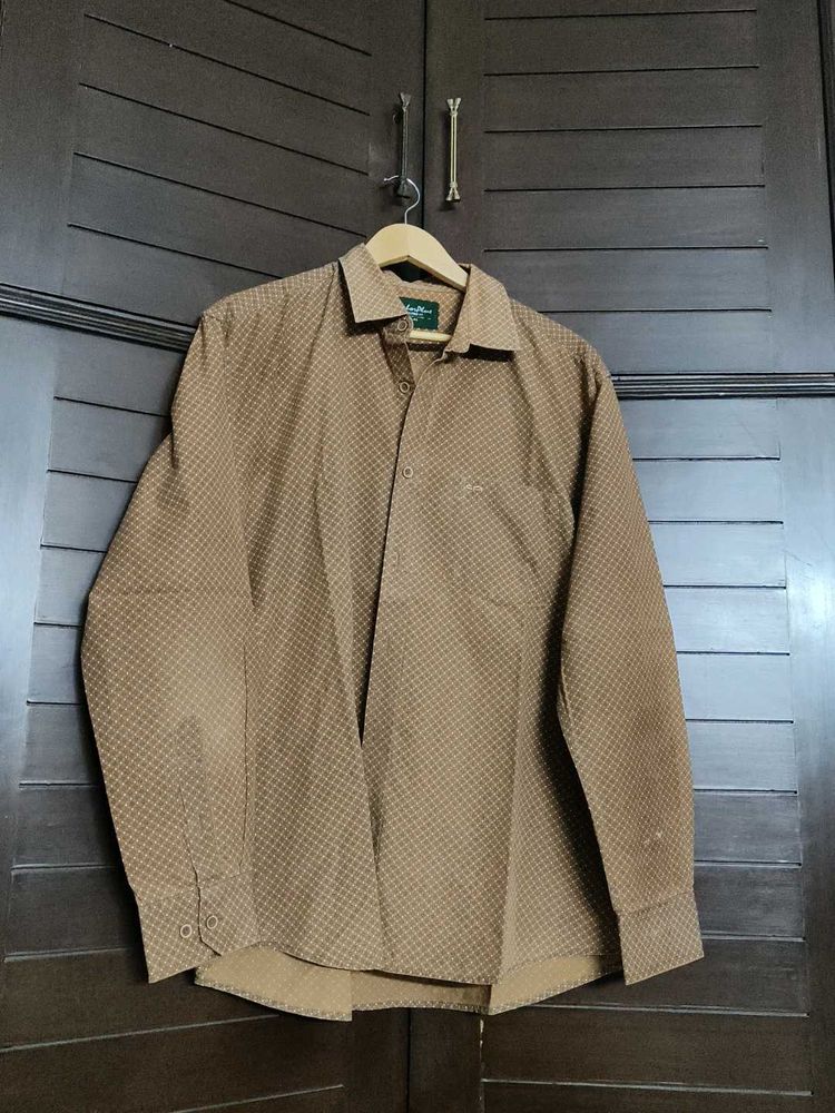 Colorplus Men Brown Printed Cotton Shirt