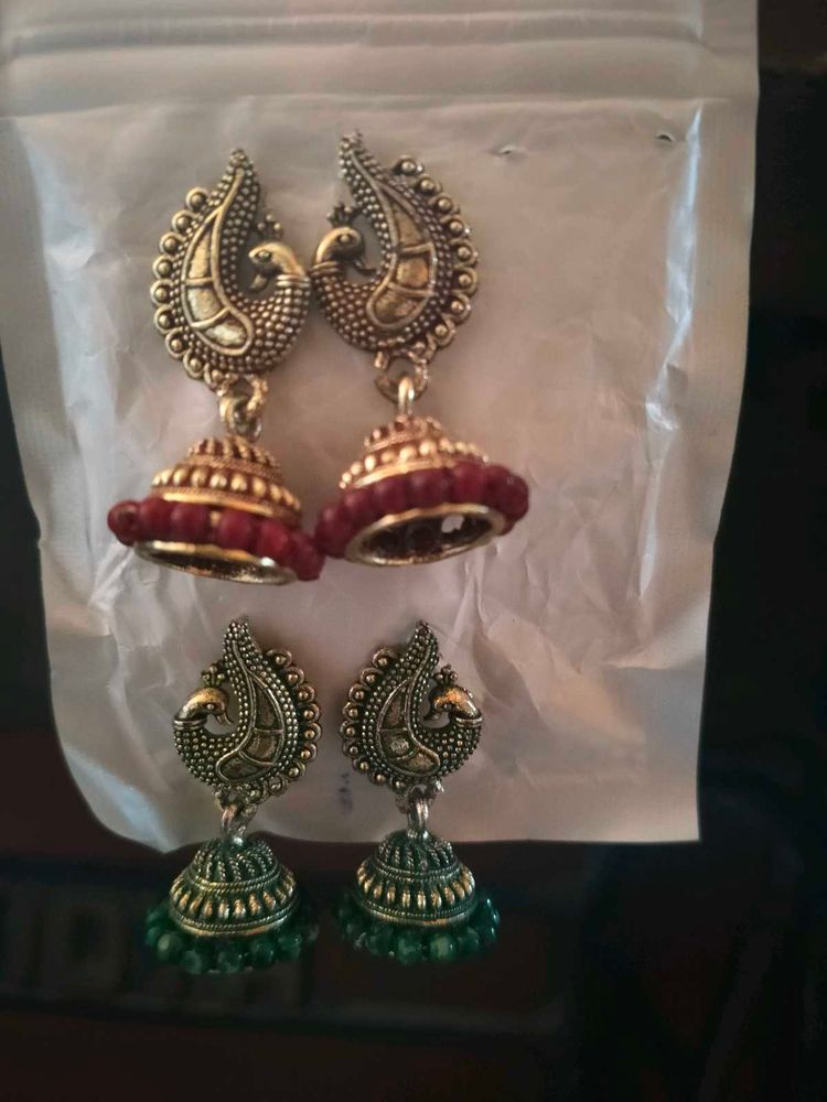 ⏩ ⏩ fast...Peacock Jhumka Earrings - pack of 4 + f
