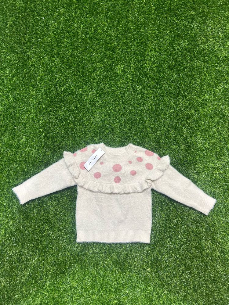 Topshop Polka Dot Ruffle Sweater