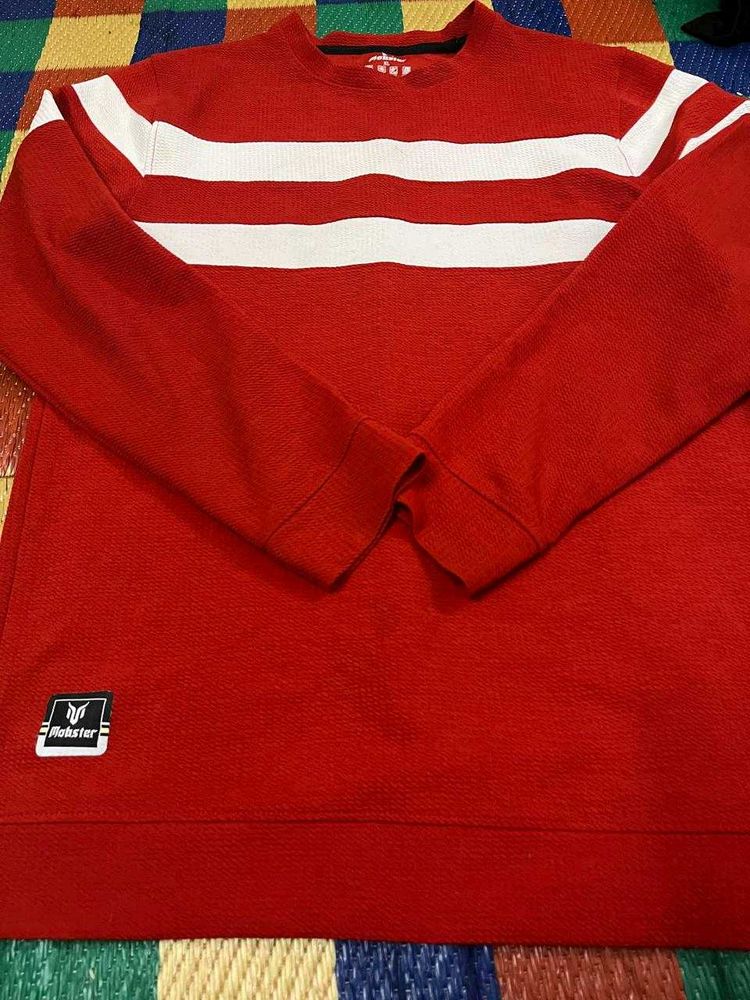 Red &amp; White Striped Pullover
