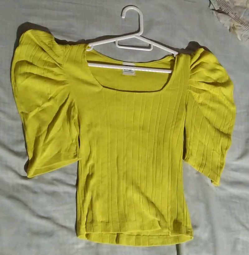 Yellow Puff Sleeve Top
