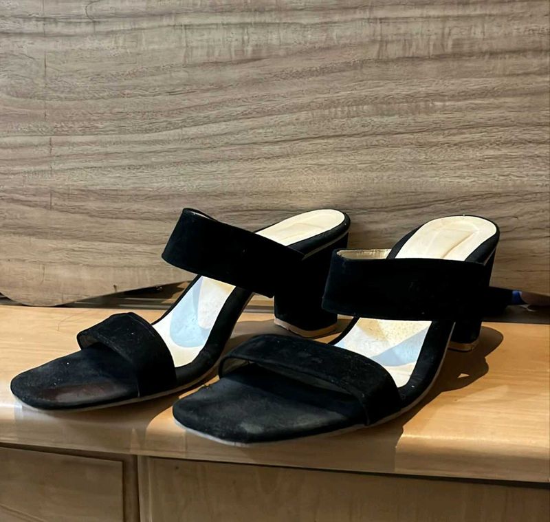 Black Block Heel Mules