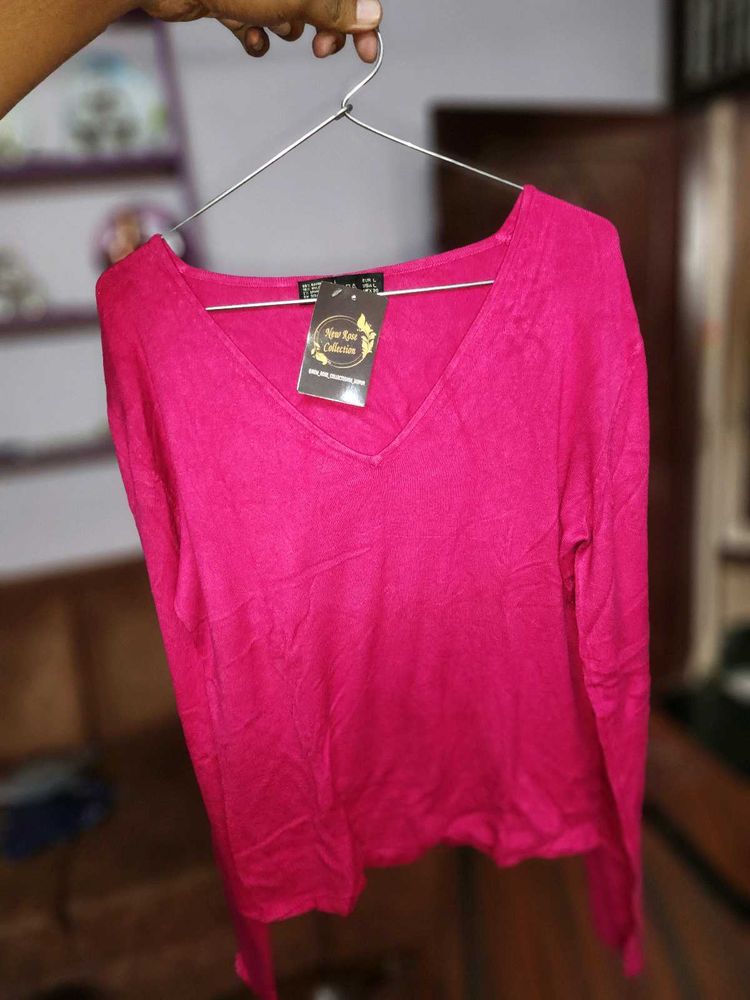 Pink V-Neck Top