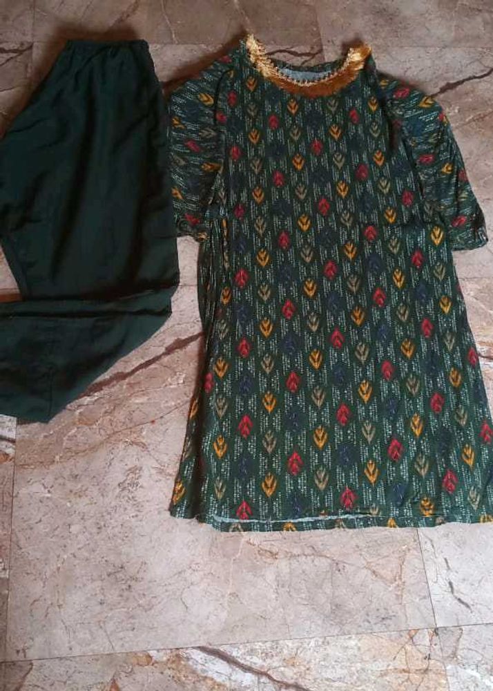 Green Printed Kurta Set