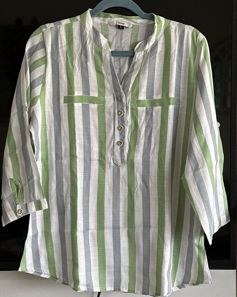 Pastel Color Striped Casual Top Size -34-36