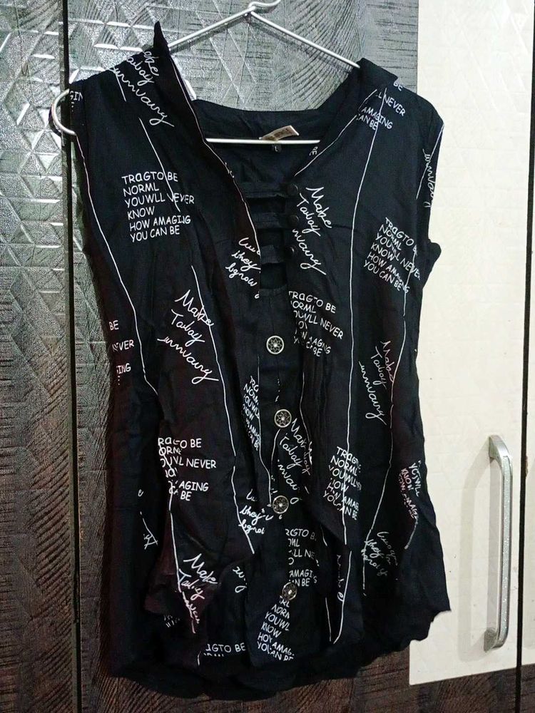 Black Printed Top
