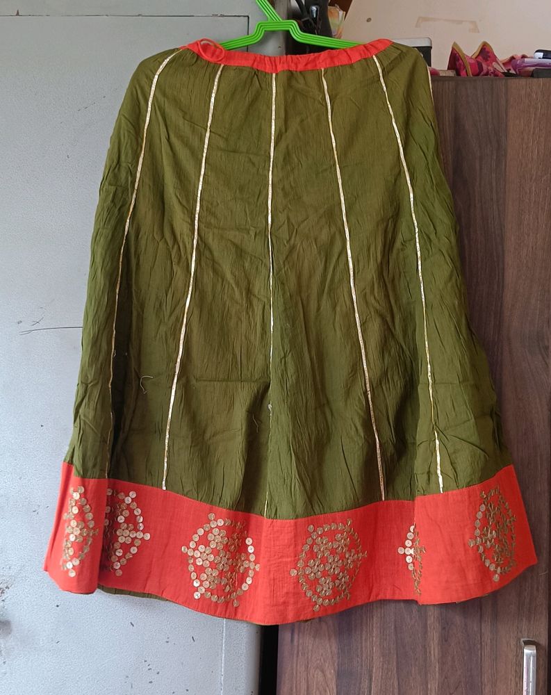 Olive Ankle length Ghaghra