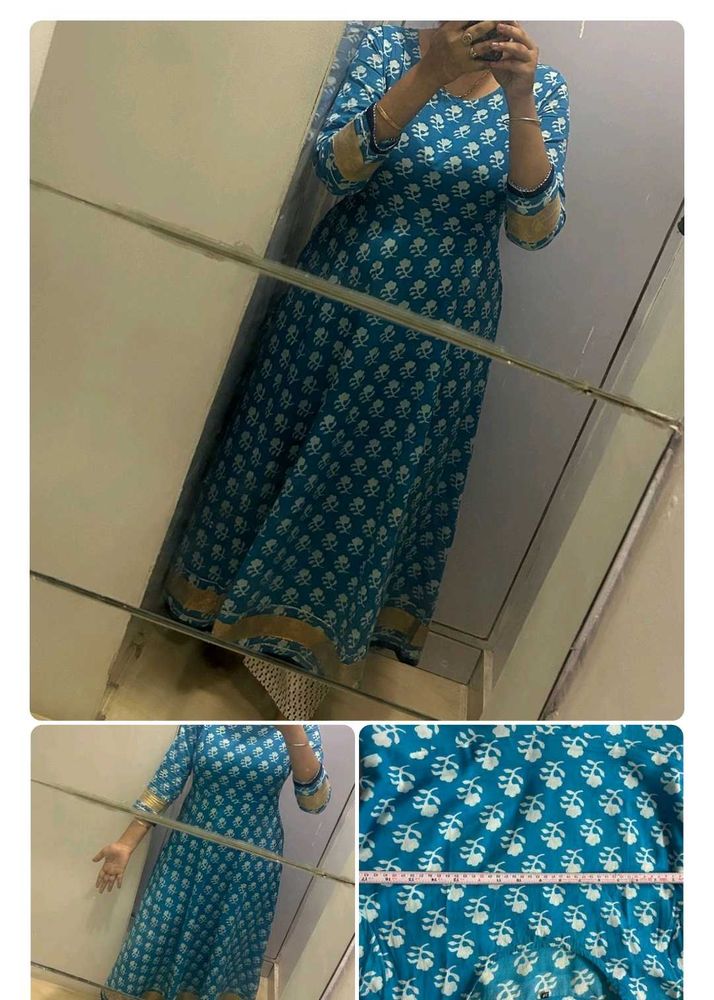 Blue &amp; White Printed Kurta