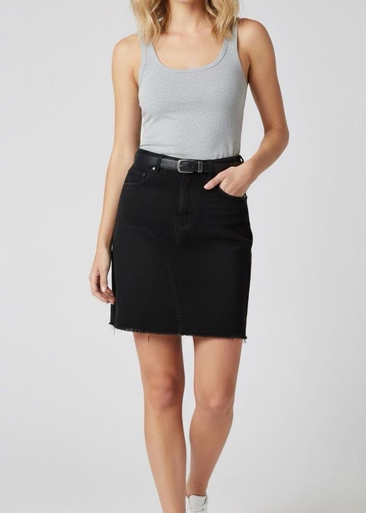 Black Denim Mini Skirt