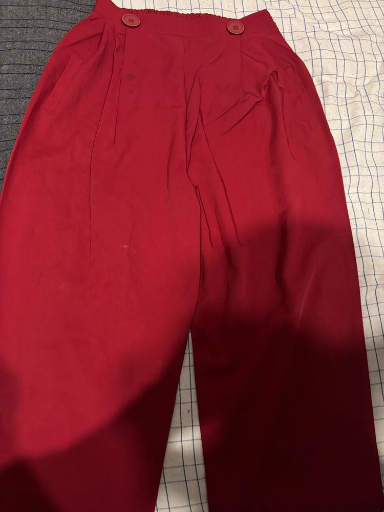 Red Wide Leg Trousers