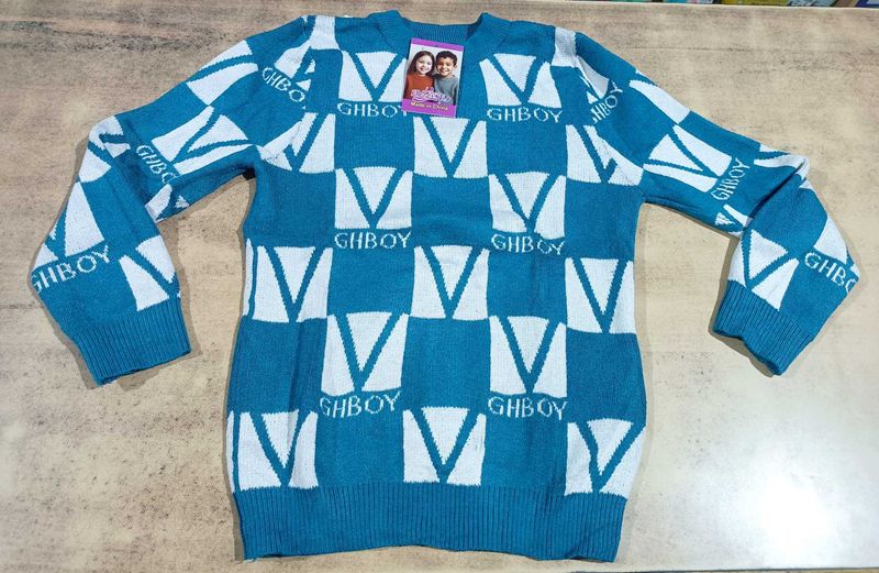 Blue &amp; White Graphic Sweater