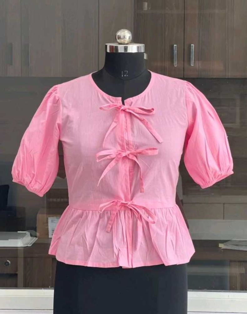 Pink Peplum Bow Top