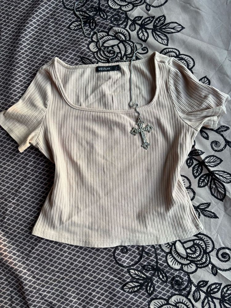 Ribbed Square Neck Crop Top