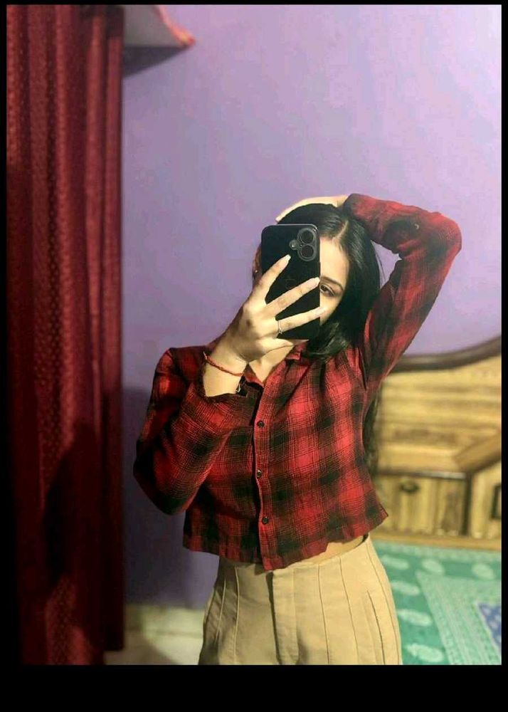 Red Plaid Crop Top