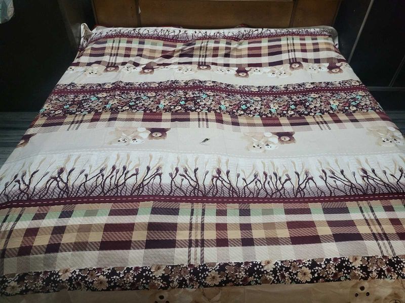 Cotton Plaid &amp; Floral Bedspread