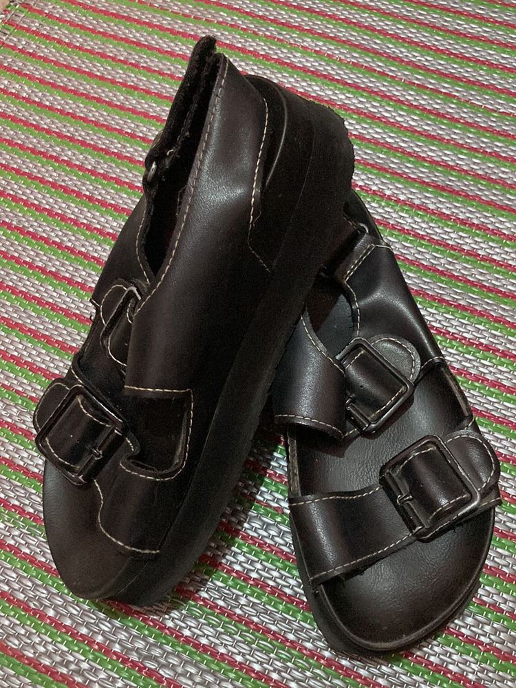 H&amp;m Black Buckle Sandals