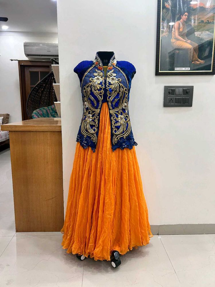 ORANGE Full Length Gown With Jacket