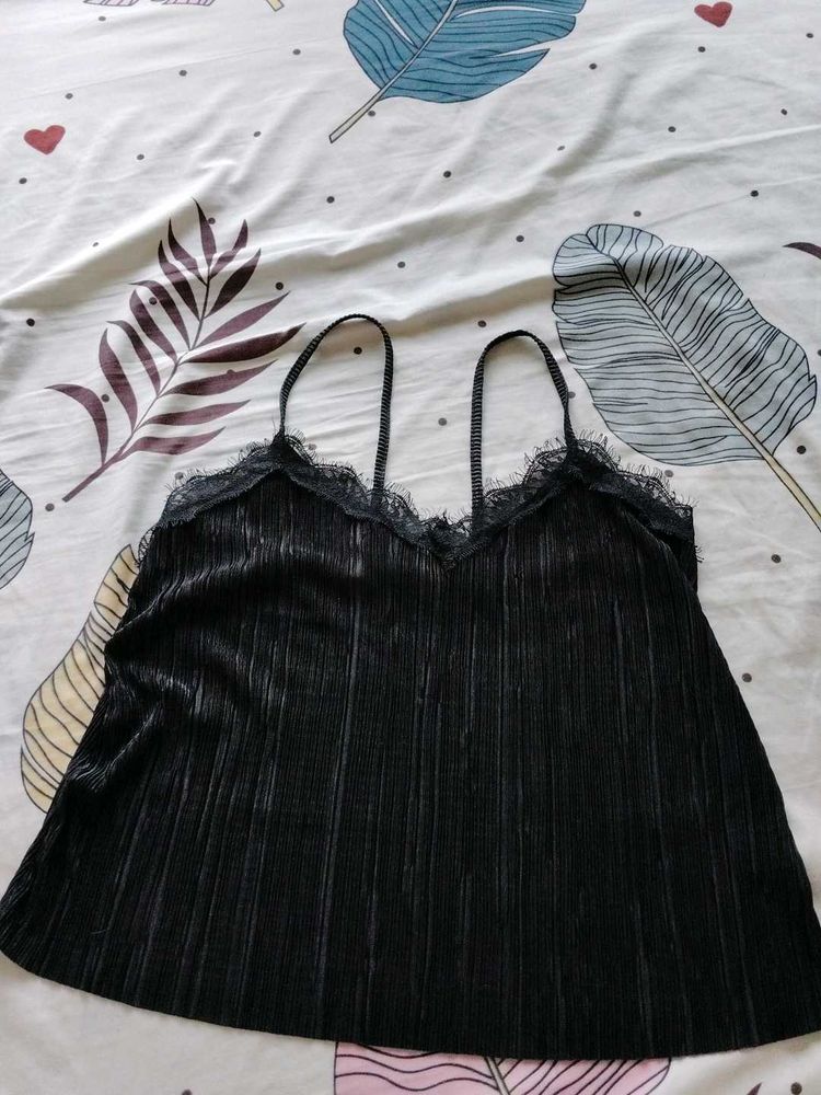 Black lace trim cami