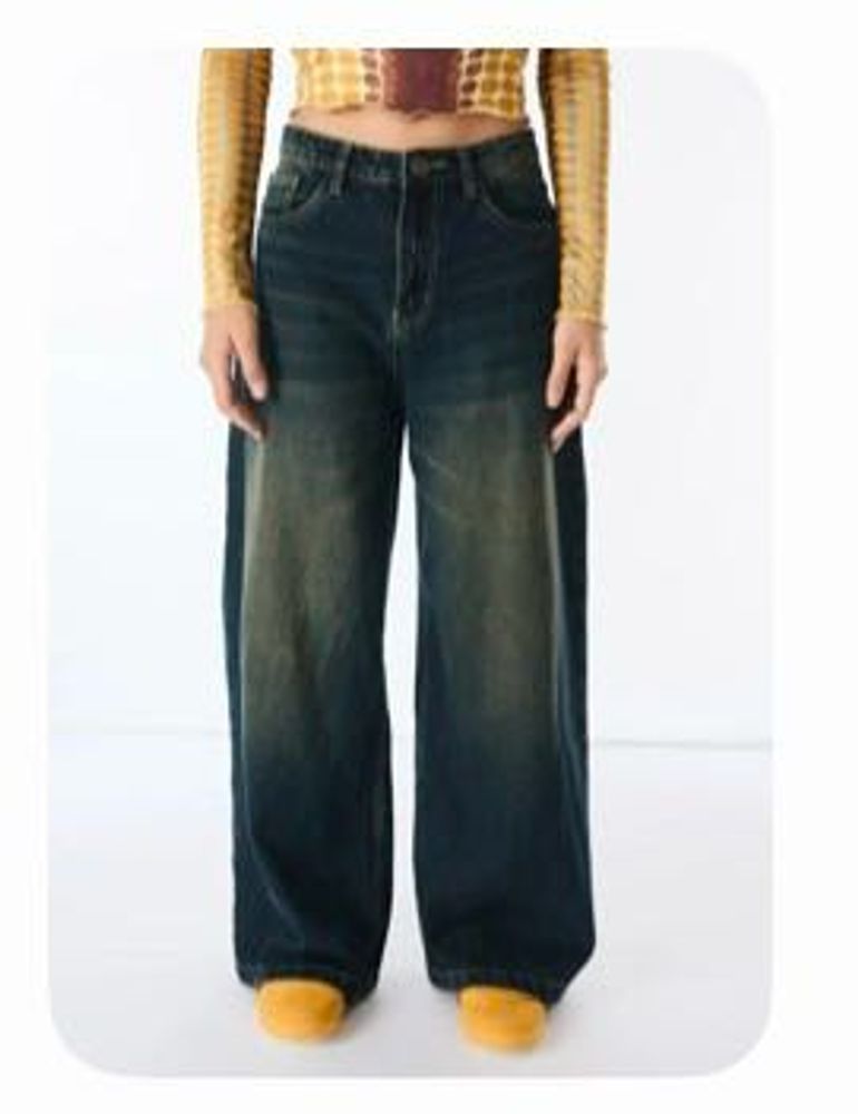 Trendy Wide Leg Denim Jeans
