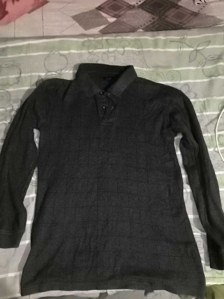 Men's Grey Long Sleeve Polo