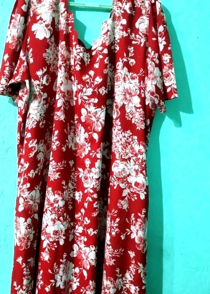 PLUS SIZE KURTA RED FLORA DESIGN