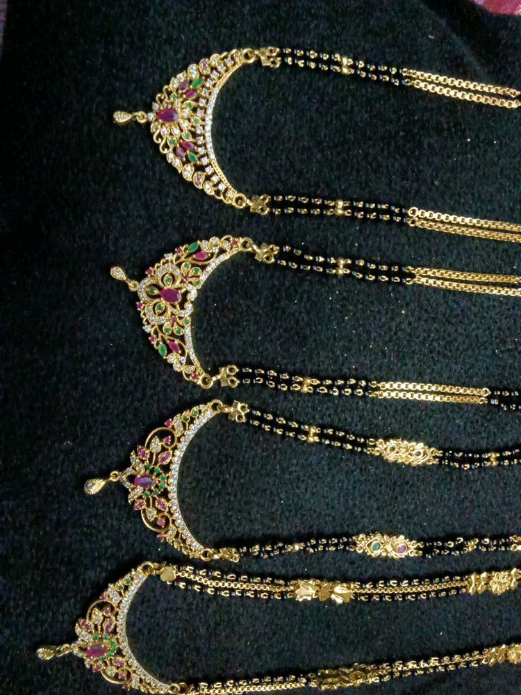 1 Gram Gold Nallapusa(Black Beads) Long Chain