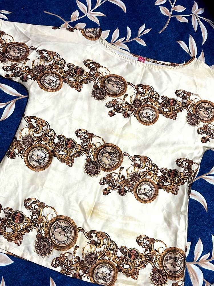 Ornate Print Short Sleeve Top