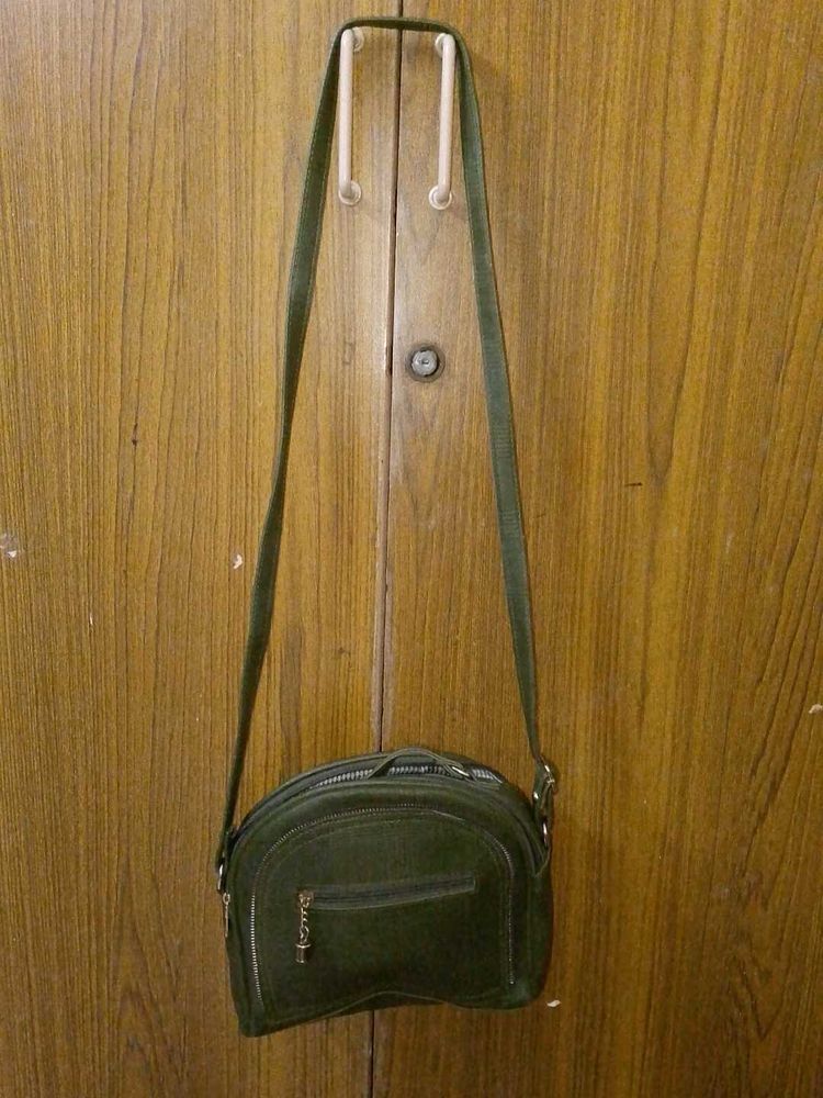 Vintage Olive Green and red crossbody bag