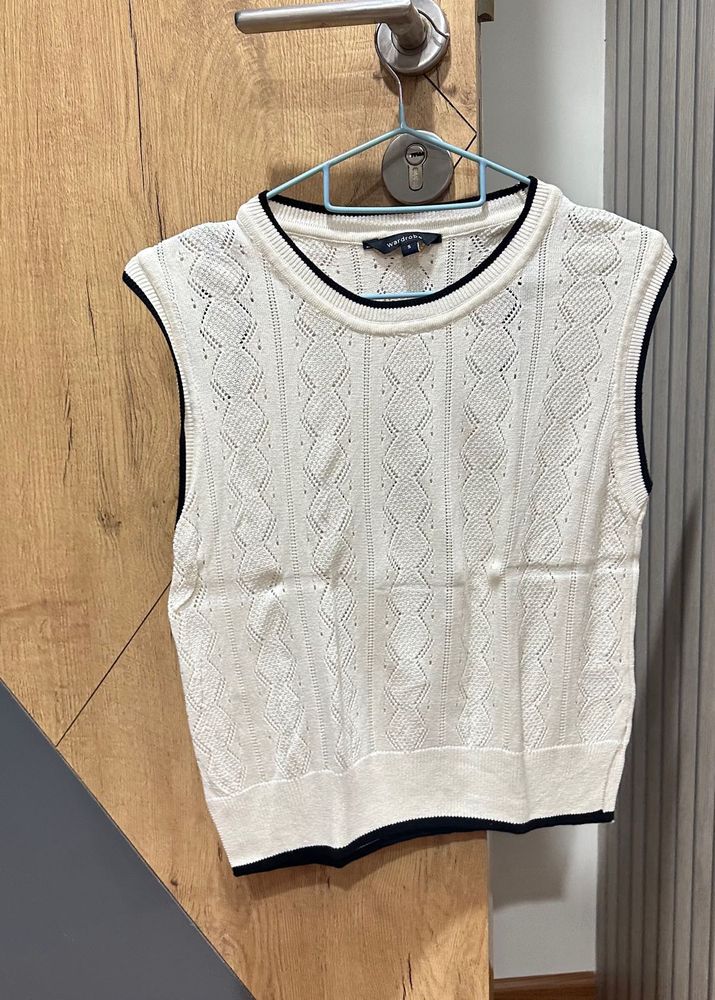 White Knit Sleeveless Top