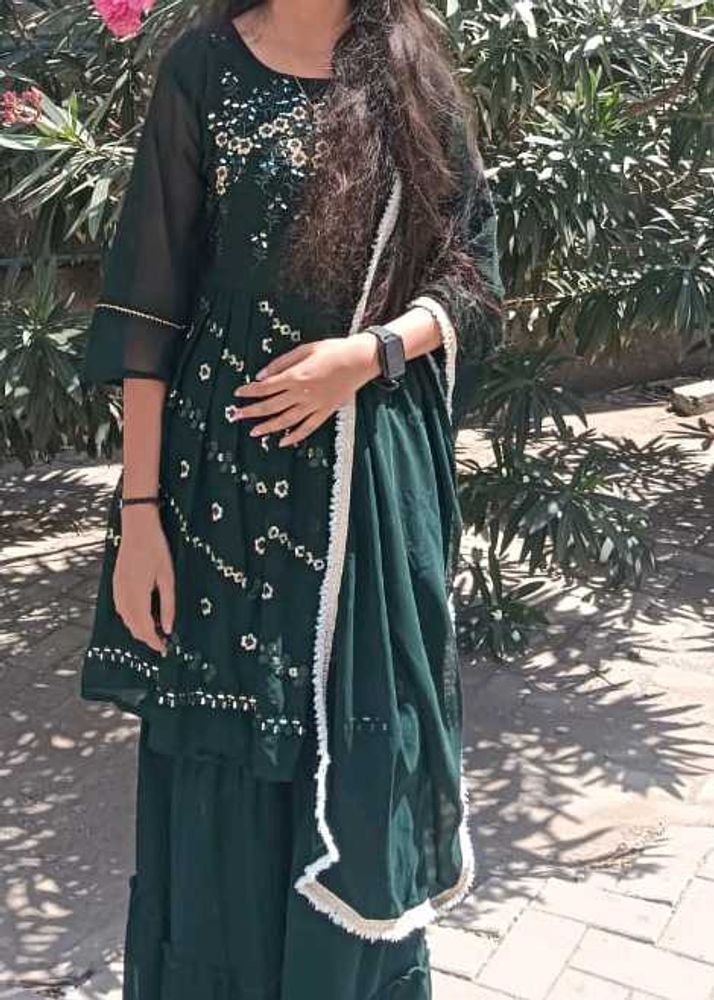 Green Embroidered Kurta Set
