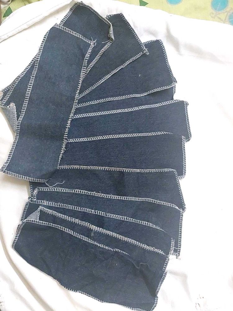 Denim Fabric Stripes Waxing &amp; Crafts Set of 12