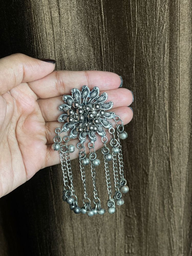 Floral Oxidized Silver Jewellery Set – Choker &amp; Ea