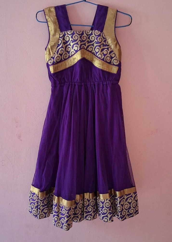 Girls' Purple &amp; Gold Party Dress stitched by me