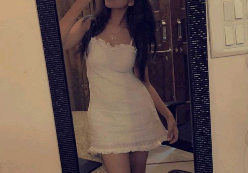 White Ruffle Trim Slip Sundress