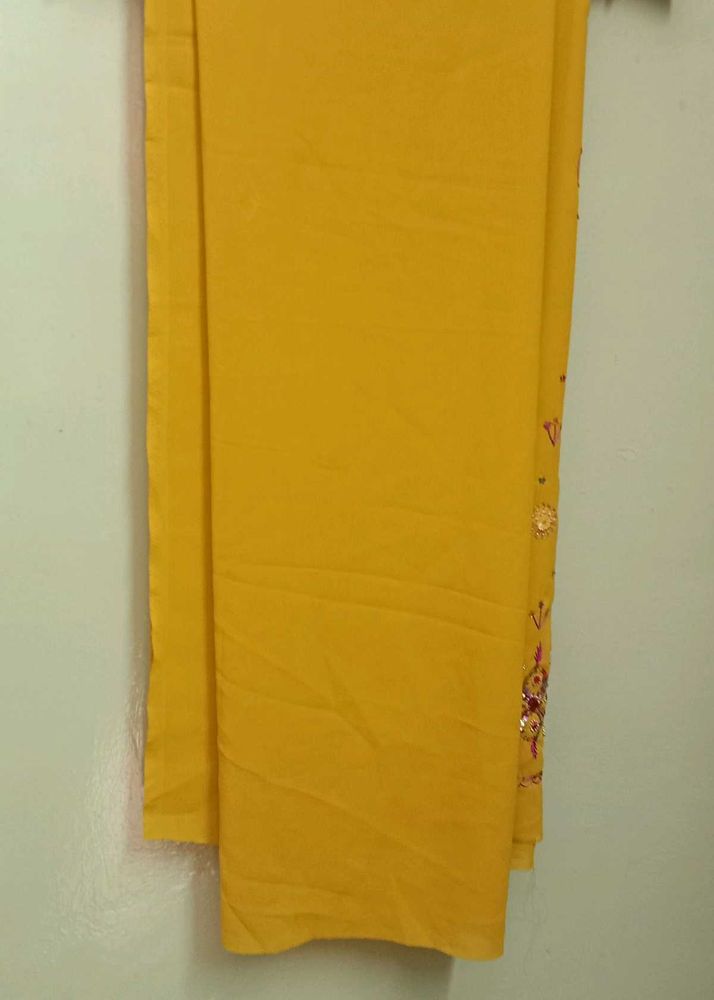 Yellow Embroidered Saree