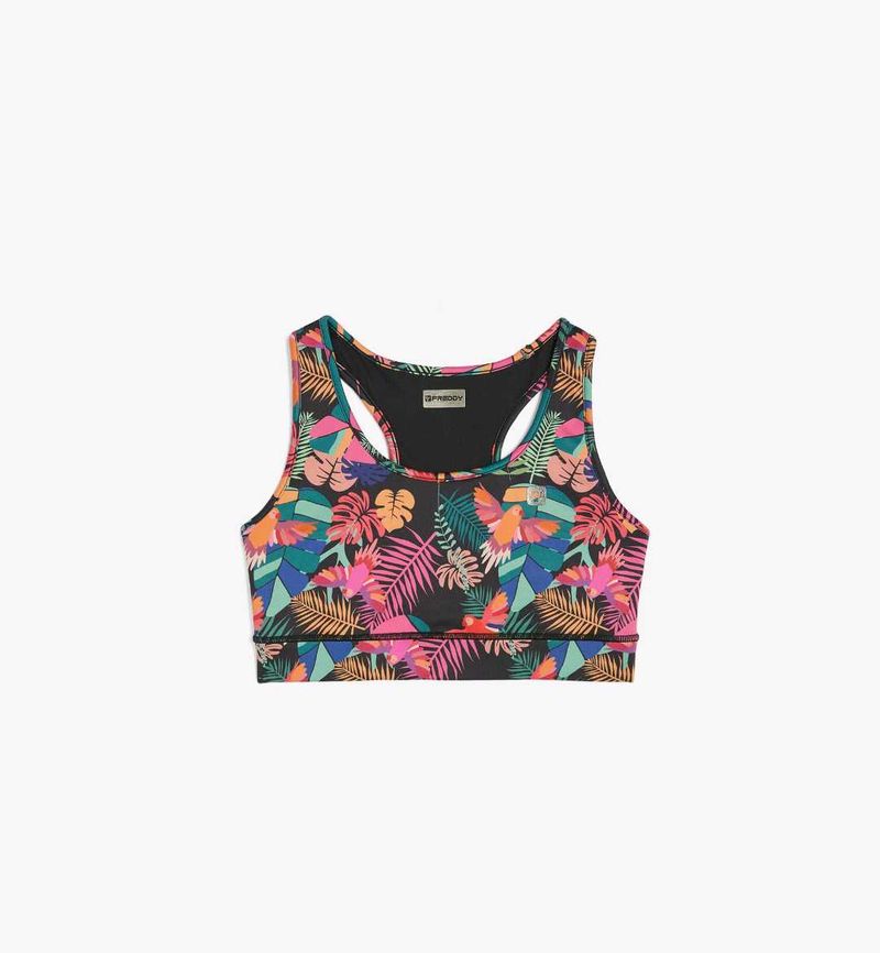 Flower Leaves Print Sports Top Bra