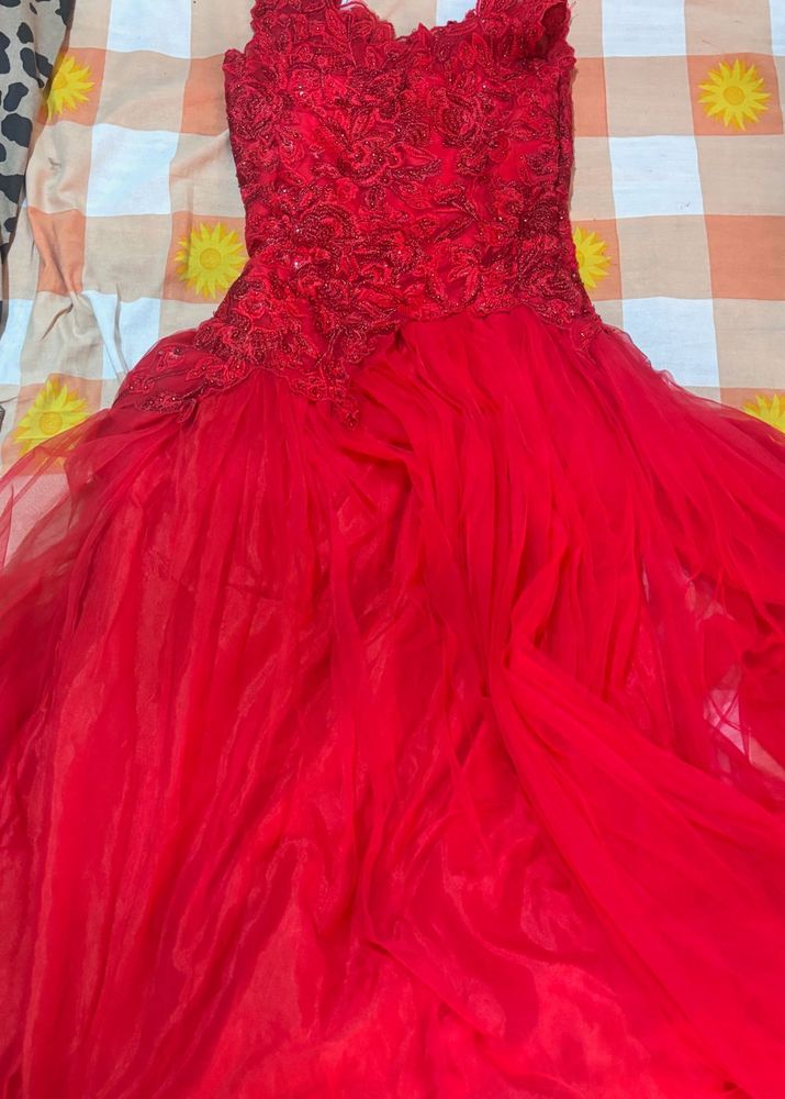 Red Embellished Gown