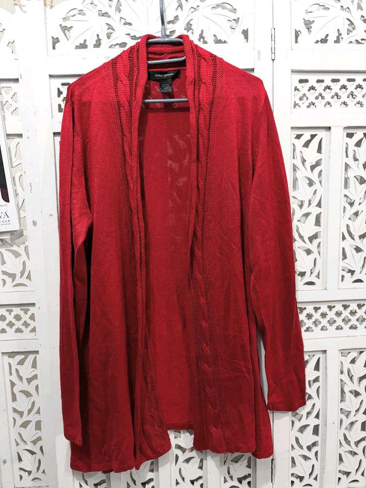 ✈️ Imported Red Open Front Cardigan B
