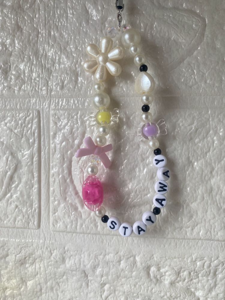 Beaded &#39;Stay Away&#39; Phone Charm