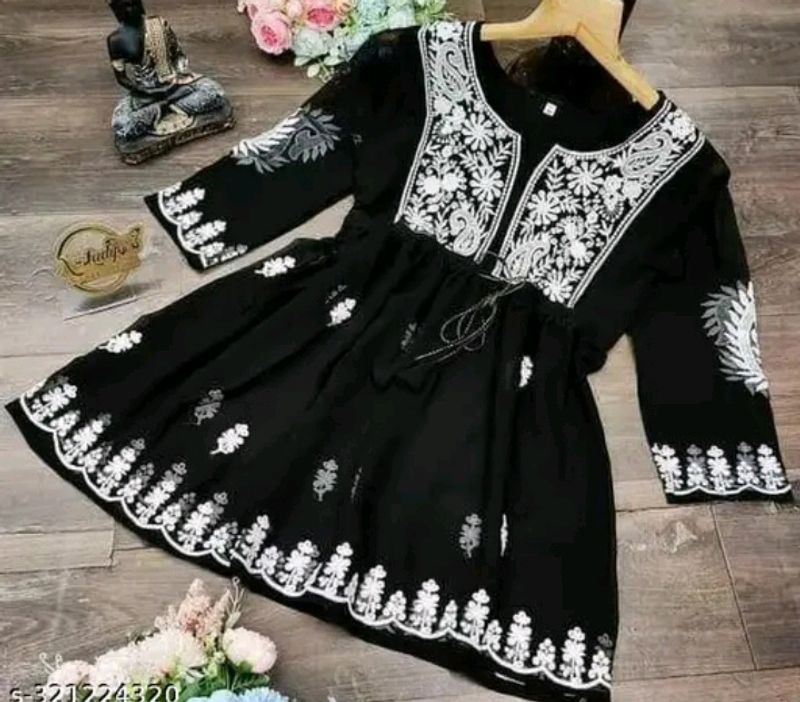 Short Black Chikankari kurti