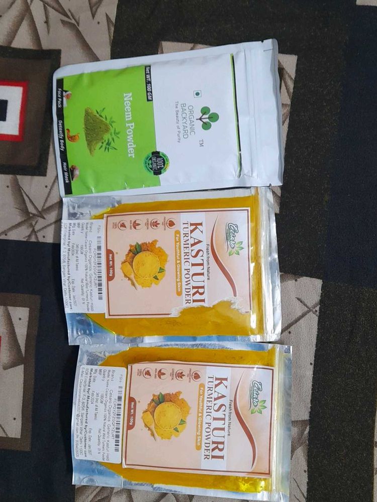 Organic Turmeric And Neem Powder For Face Mask