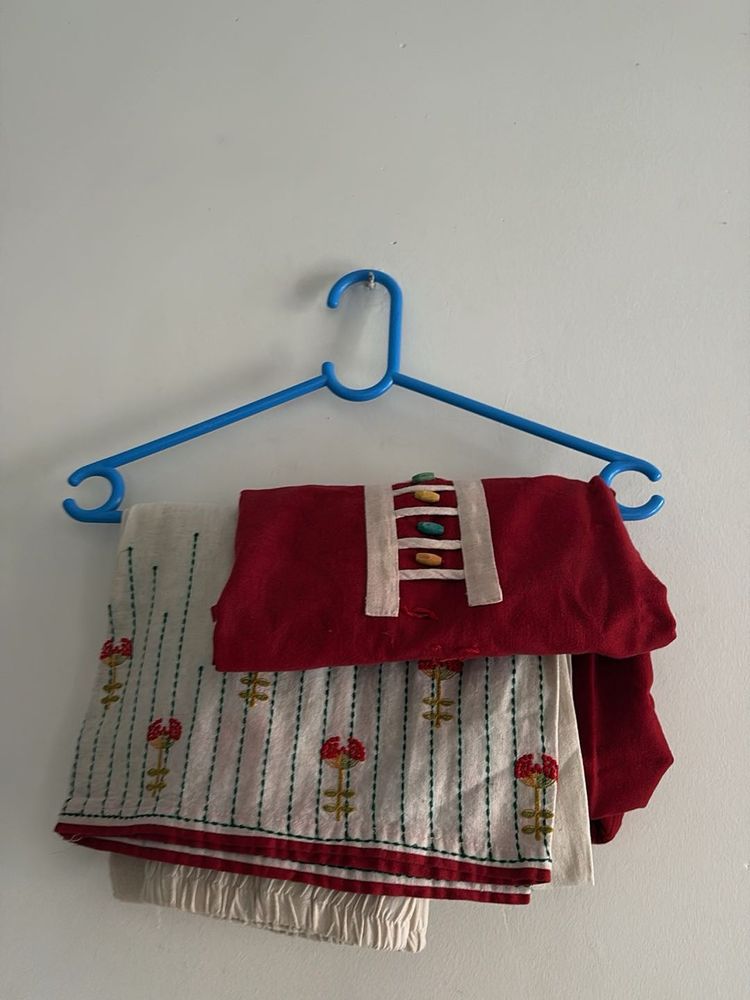 Maroon Cotton Kurti with Detailing