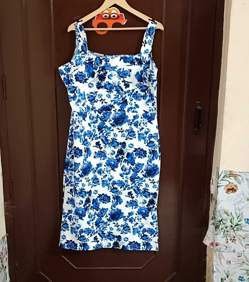 White And Blue Floral Dress