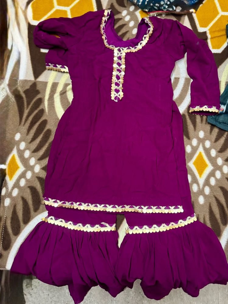 Purple Embroidered Kurta Set