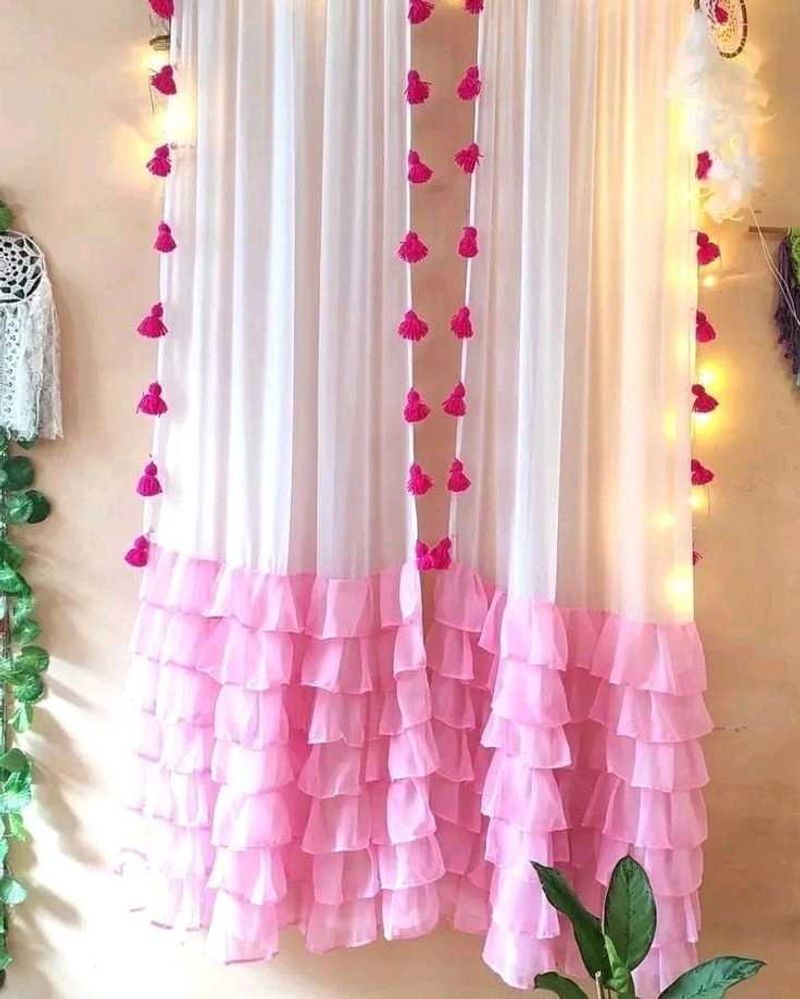 Boho Pink Tassel Curtain Panel