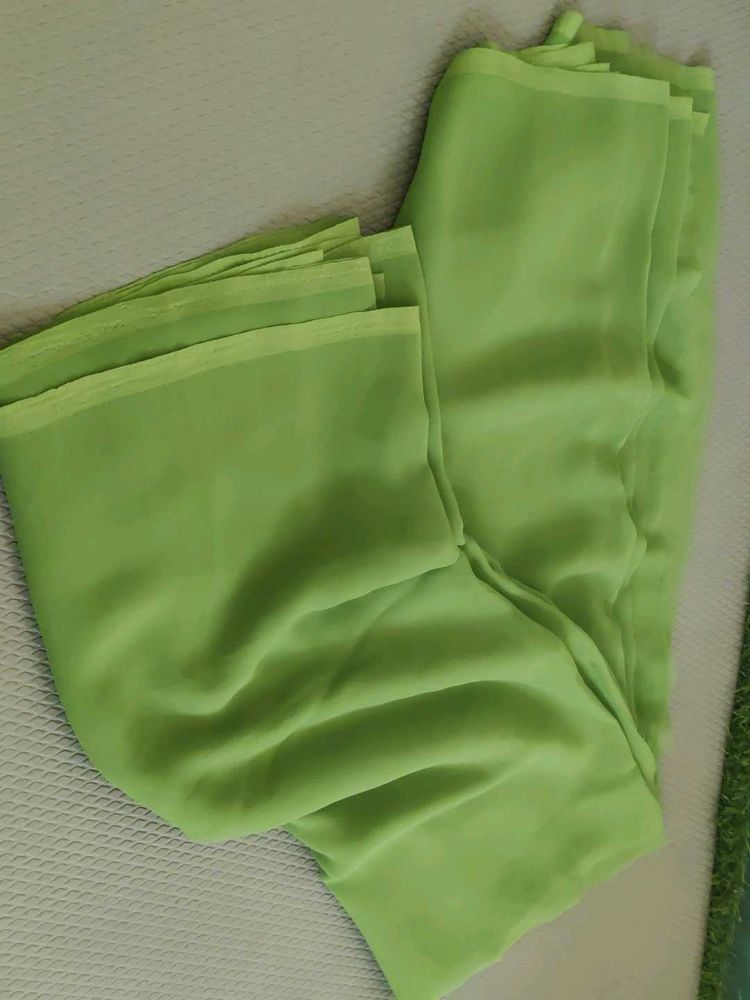 Lime Green Chiffon Saree Fabric
