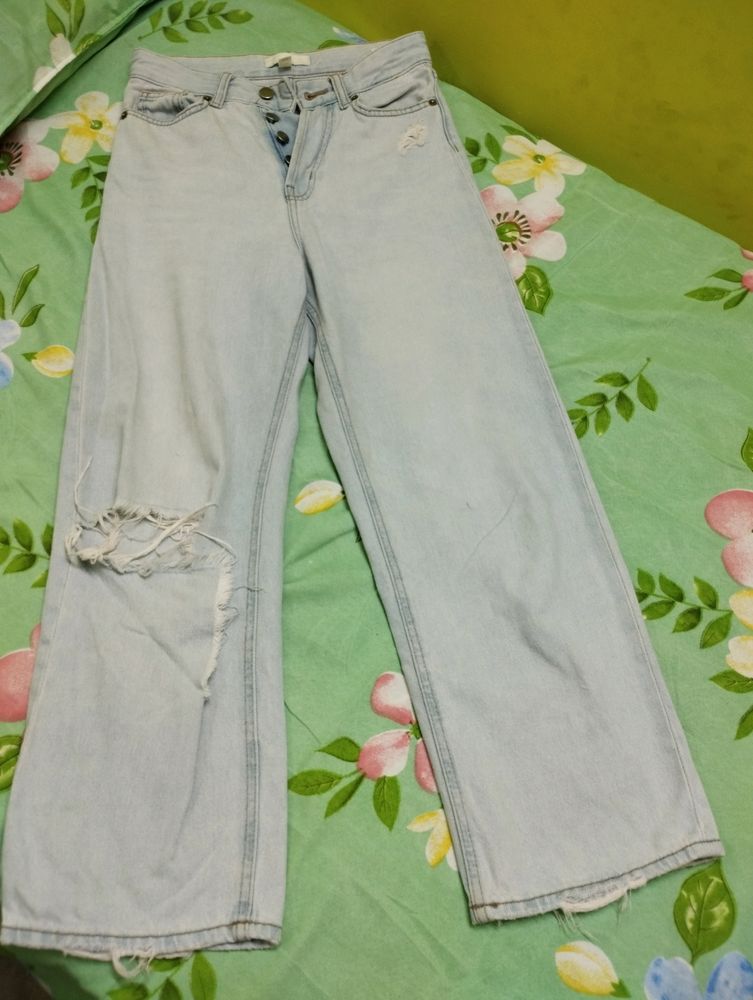 H&amp;M Ribbed Straight Leg Jeans