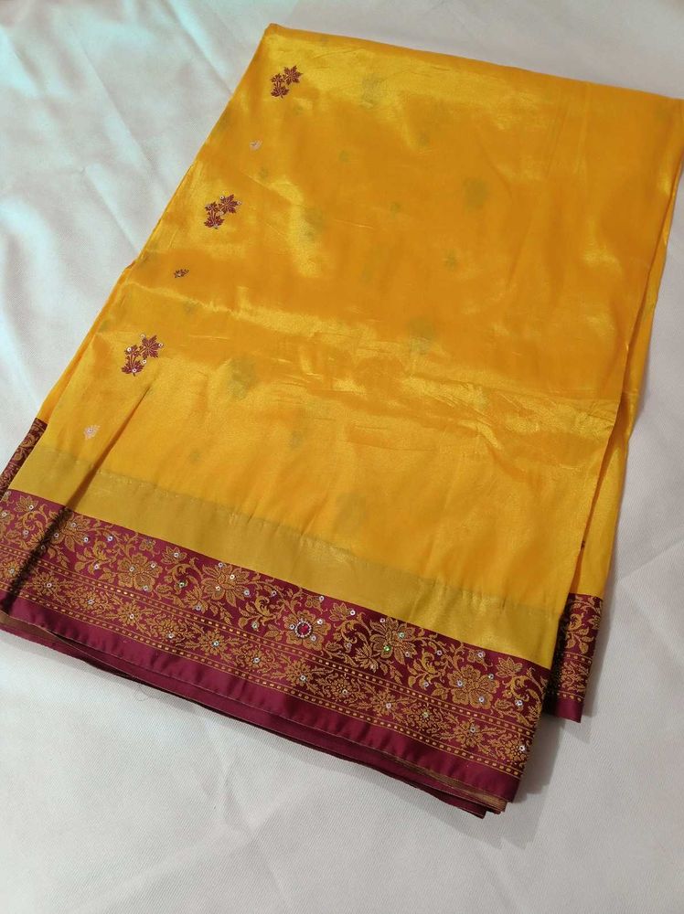 Yellow Semi Silk Saree 😍