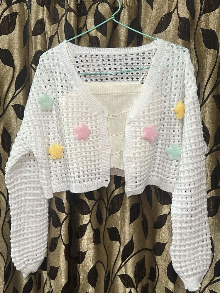 Cute Star Crochet Cardigan